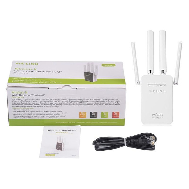 Wireless Smart WiFi Router Repeater with 4 WiFi Antennas, Plug Specification:UK Plug(White)