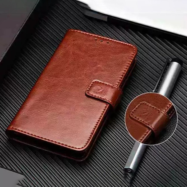 IDEWEI For Tecno Phantom X2 5G Crazy Horse Texture PU Leather Anti-drop Cover Folio Flip Phone Case with Stand Wallet - Brown