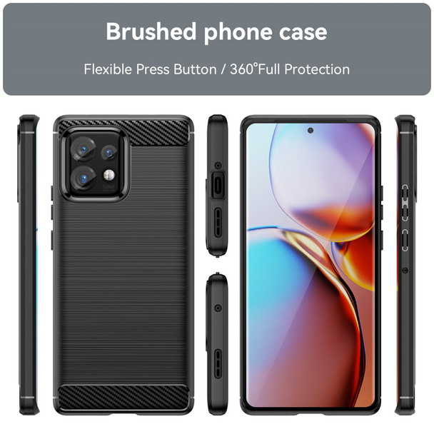 For Motorola Moto X40 5G / Edge+ (2023) / Edge 40 Pro 5G  Fall Protection Carbon Fiber Texture TPU Protective Phone Cover Brushed Mobile Phone Case - Black