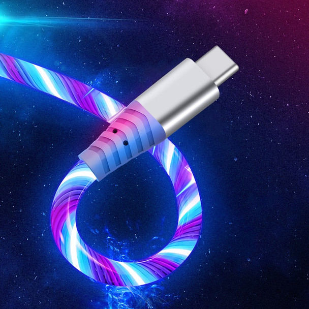 2m Glowing 3A Fast Charging Cable High-Speed Flowing Streamer Light LED Data Transfer Micro USB Cable - Multi-color