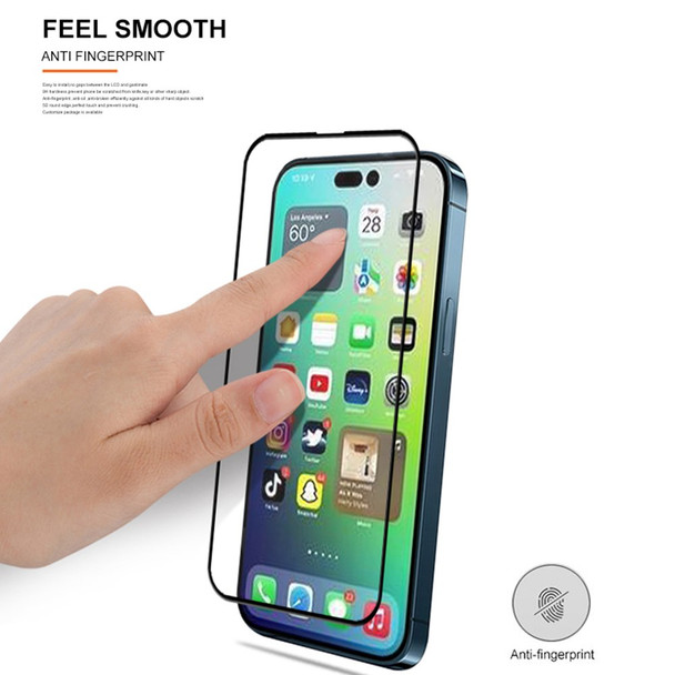 MOCOLO for iPhone 14 Pro 6.1 inch Anti-explosion Anti-wear 3D Curved Edges Screen Protector Full Covering HD Tempered Glass Film Full Glue - Black