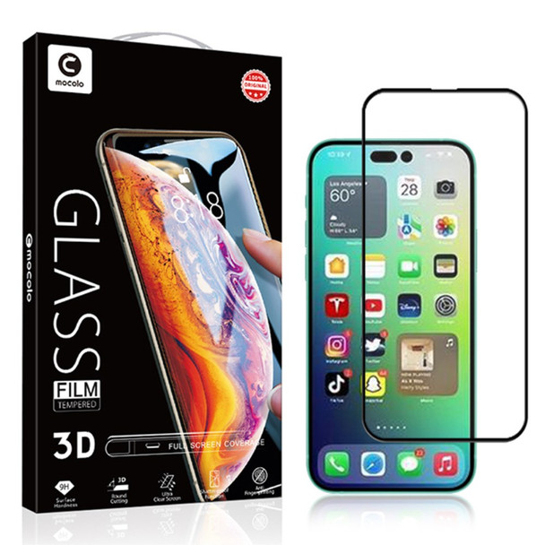 MOCOLO for iPhone 14 Pro 6.1 inch Anti-explosion Anti-wear 3D Curved Edges Screen Protector Full Covering HD Tempered Glass Film Full Glue - Black