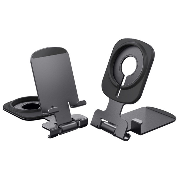 IFORCE T2 300 Rotation Folding Bracket Desktop Stand Compatible with MagSafe Wireless Charger for iPhone 12 / 13 / 14 Series - Dark Grey