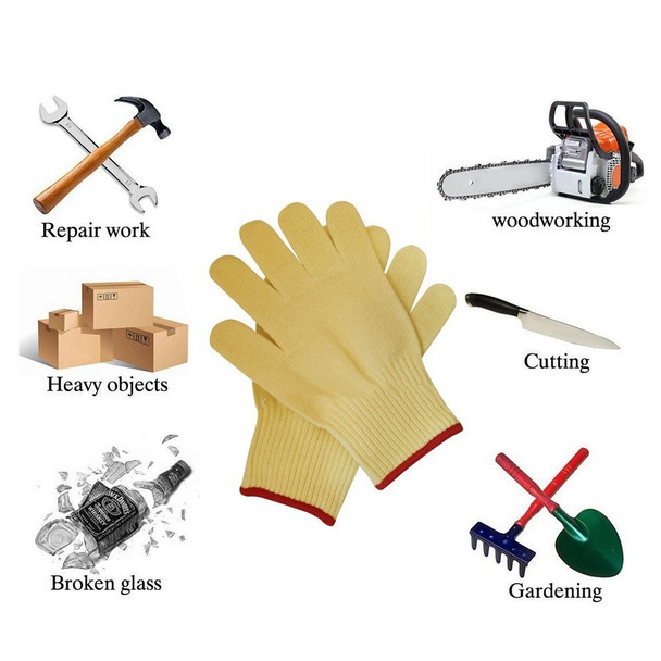 1 Pair Anti-cut Working Gloves Strengthen Cut Resistant Gloves Heat Resistant Protective Mittens