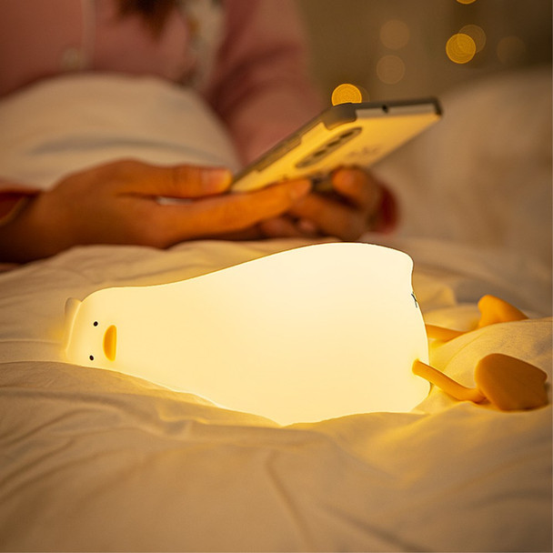 Soft Silicone Touch Sensor Timing Flat Duck Night Lamp for Kids Bedroom LED Night Light