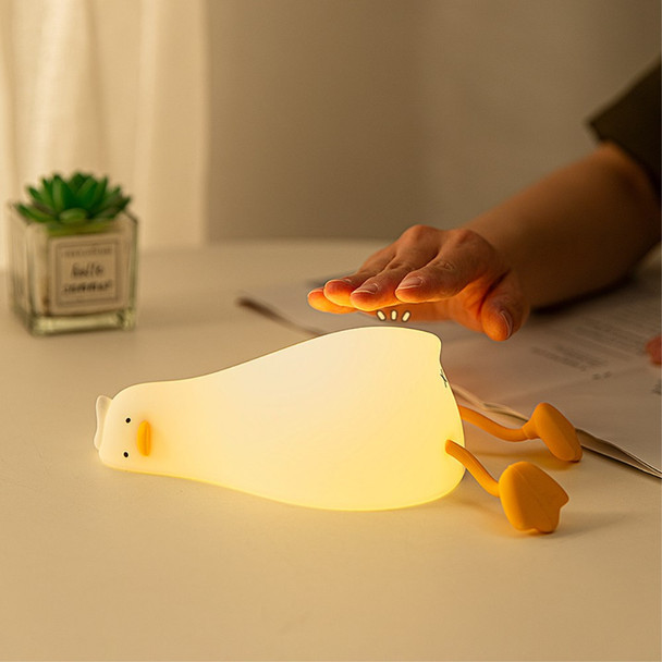Soft Silicone Touch Sensor Timing Flat Duck Night Lamp for Kids Bedroom LED Night Light