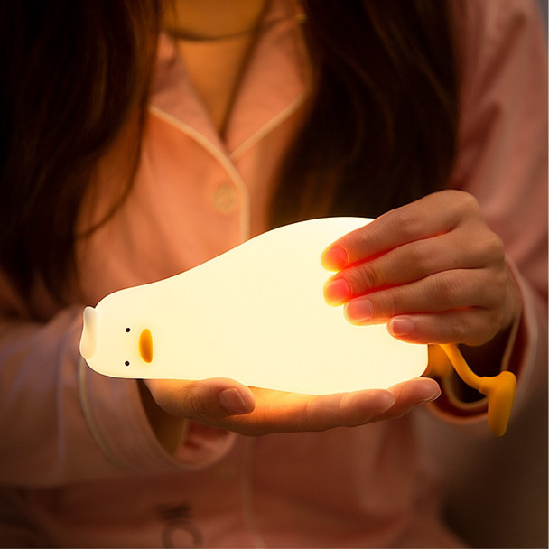 Soft Silicone Touch Sensor Timing Flat Duck Night Lamp for Kids Bedroom LED Night Light