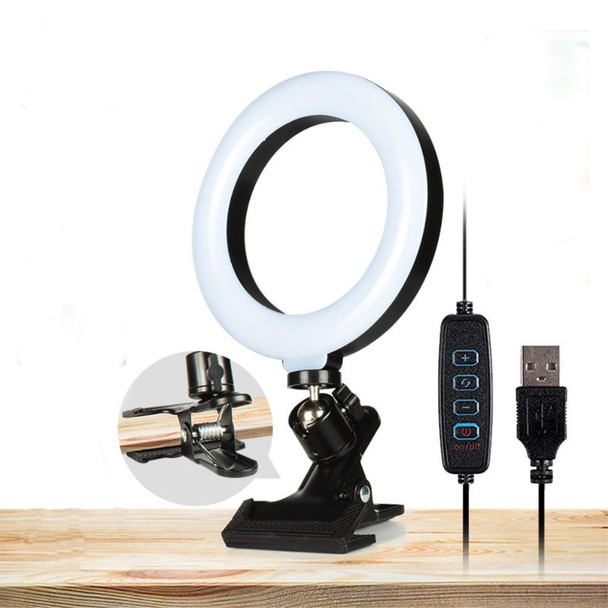 Live Broadcast Video Shooting 6inch 3 Color Modes LED Selfie Ring Light + Clamp Mount
