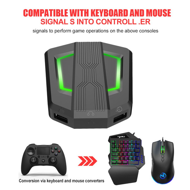 HXSJ P6 Keyboard Mouse Converter + V100 One Handed Gaming Keyboard + A883 USB Wired Gaming Mouse