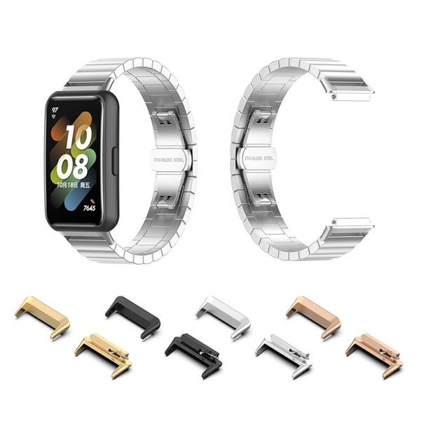 1 Pair Stainless Steel Watch Adapter for Huawei Band 7, Smart Watch Connector Accessory