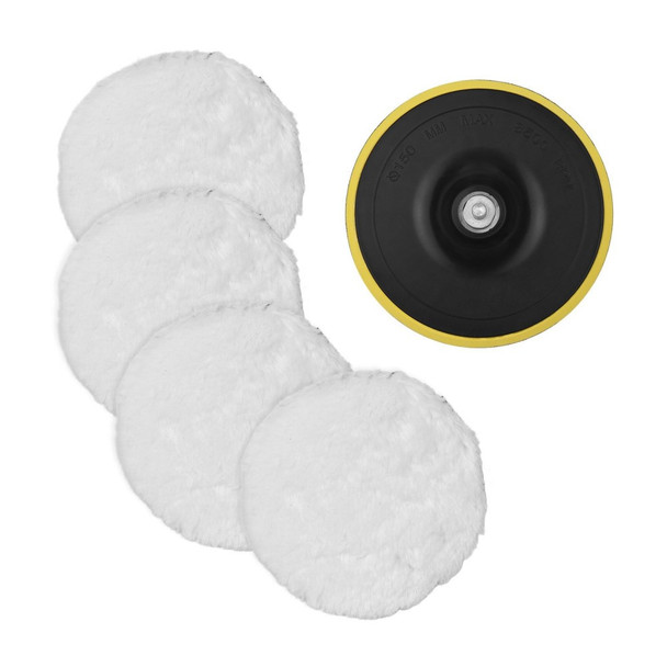 YUCLAM 6 Pcs 6 Inch Wool Polishing Pads Polishing Buffing Wheel with M14 Drill Adapter