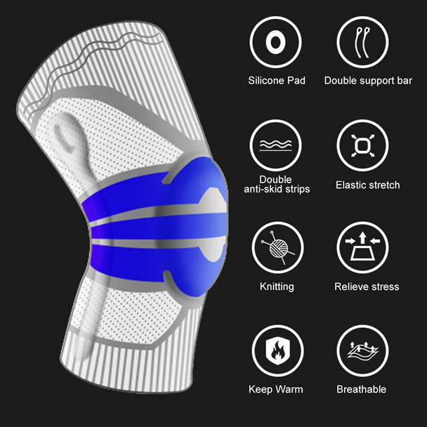 KYNCILOR AB058 Breathable Knee Support Brace Silicone Kneecap for Running Riding Basketball 1/Pc Elastic Knitted Knee Protective Pads - Sapphire/L