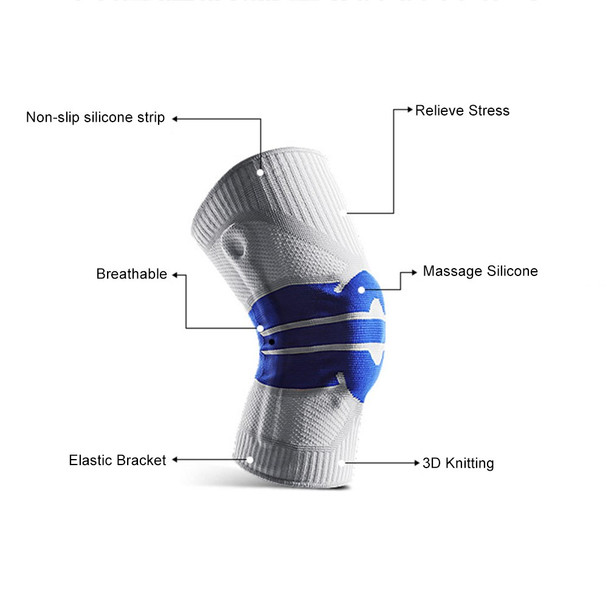 KYNCILOR AB058 Breathable Knee Support Brace Silicone Kneecap for Running Riding Basketball 1/Pc Elastic Knitted Knee Protective Pads - Sapphire/L