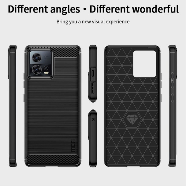 MOFI JK TPU Series-1 for Motorola Moto S30 Pro 5G / Edge 30 Fusion 5G Soft TPU Brushed Phone Case Carbon Fiber Texture Drop-proof Back Cover - Blue