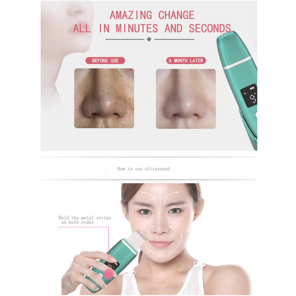 C1 Ultrasonic Skin Scrubber with Charging Base Deep Cleansing Facial Skin Purifier Beauty Tool  - Green