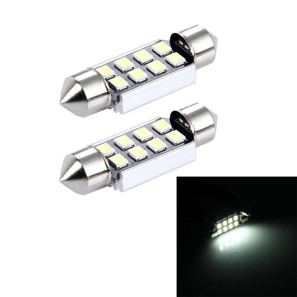 2 PCS 3W 200 LM 6000K 36MM 8 SMD-2835 LEDs Bicuspid Port Decoding Car Dome Lamp LED Reading Light, DC 12V(White Light)