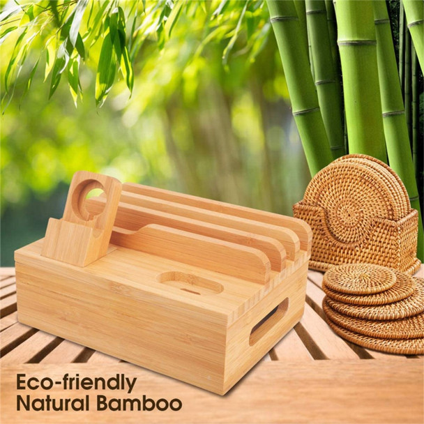 DCR-019 Bamboo Desktop Charging Dock Station Charger Holder Stand Organizer for iPhone iPad