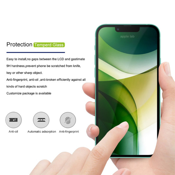 AMORUS 2Pcs Full Glue Anti-Scratch Anti-Oil Clear Silk Printing Tempered Glass Explosion-Proof Film Full Screen Covering Protector for iPhone 13 mini 5.4 inch - Black