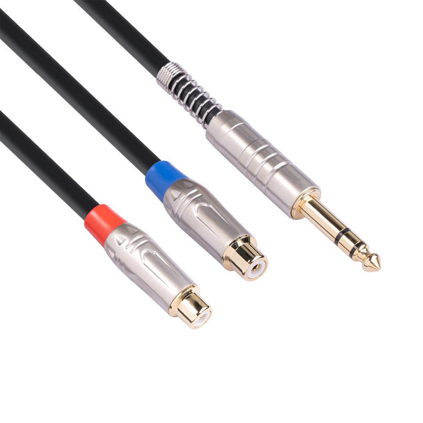 TC030YTR048-03 0.3m 6.35mm Male to 2 RCA Female Audio Cable 1 to 2 Adapter Splitter Converter