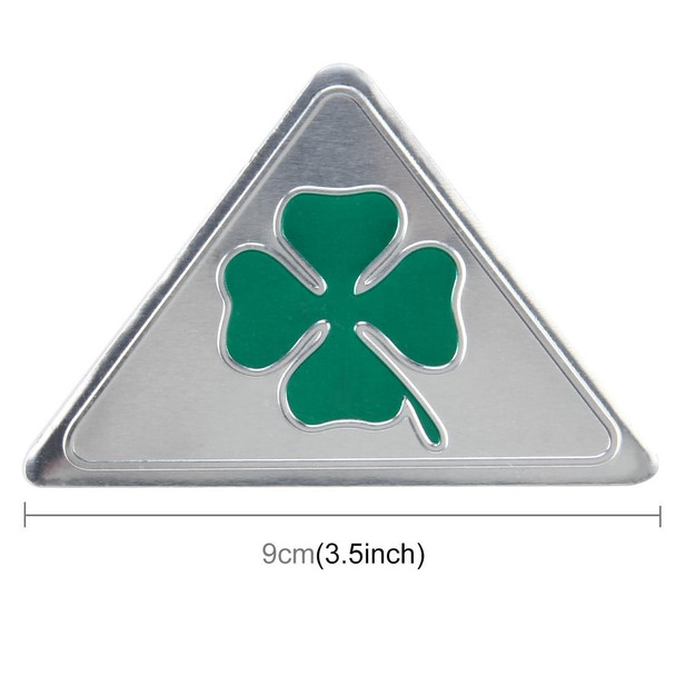 Four Leaf Clover Herb Luck Symbol Aluminum Slim Triangle Badge Emblem Labeling Sticker Styling Car Dashboard  Decoration