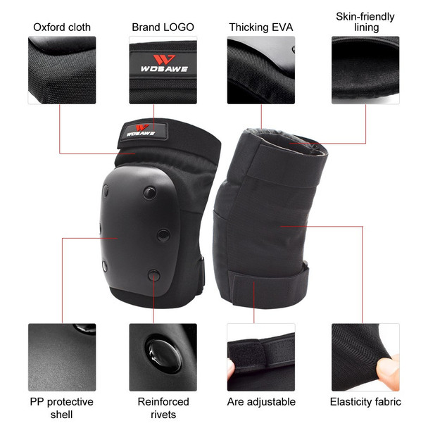WOSAWE ML307-HX 1 Pair Motorcycle Skating Impact-resistant Knee Pad Skateboard Knee Brace Support Protective Gear for Adult