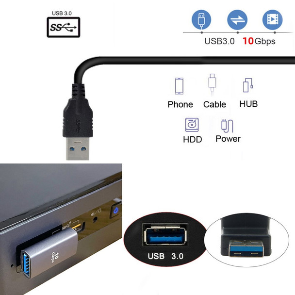 U3-018-LP 10Gbps USB3.0 Male to Female Power Data Transfer Adapter 90 Degrees Left Angled Type Connector