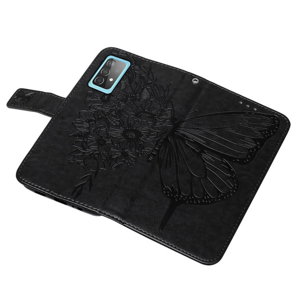 Imprint Butterfly Flower Pattern Wallet Stand Leather Case for Samsung Galaxy A52 4G/5G / A52s 5G - Black