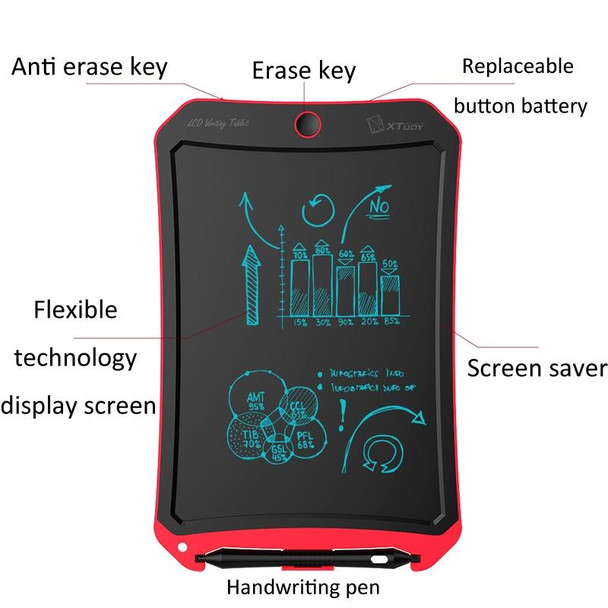 WP9316 10 inch LCD Monochrome Screen Writing Tablet Handwriting Drawing Sketching Graffiti Scribble Doodle Board for Home Office Writing Drawing(Red)