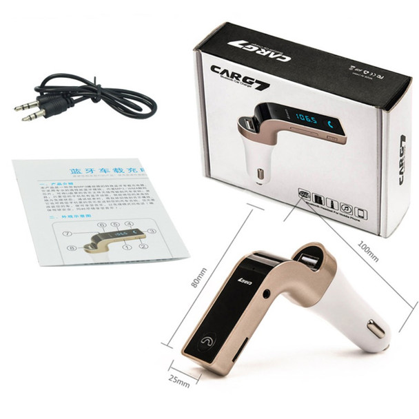 G7 Smart Car Bluetooth MP3 Player FM Transmitter USB Car Charger Hands-free Car Kit - Gold