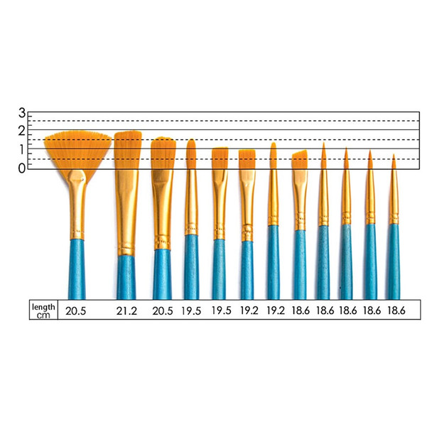 2011814 12Pcs Paint Brushes Set with 2x Paint Trays Palettes for Acrylic Painting DIY Crafts