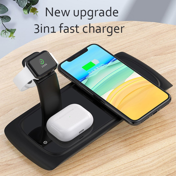 N33 15W 3 in 1 Wireless Charging Stand Fast Charger Dock Station for iPhone Huawei AirPods Pro - Black