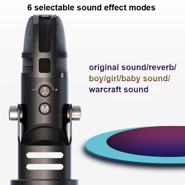 M9 RGB Condenser Microphone Built-in Sound Card,Style: Computer+Type-C+8pin+ 32G