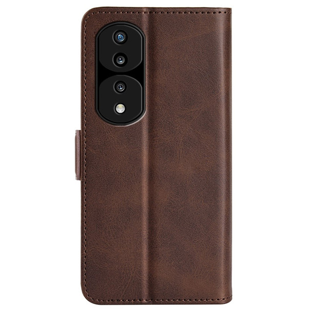 For Honor 70 5G PU Leather Wallet Case Dual Magnetic Clasp Stand Flip Protective Cover - Brown