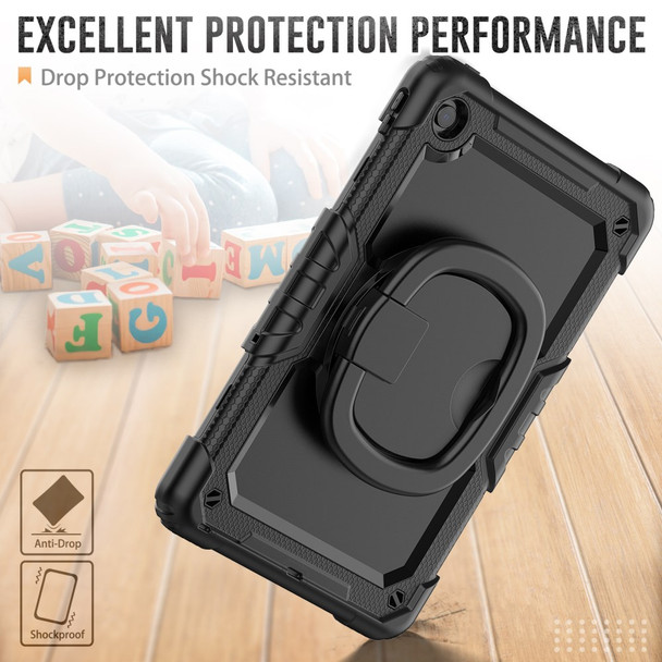 Drop-proof Case for Lenovo Tab M10 Plus (3rd Gen) / Xiaoxin Pad 2022 10.6 inch 125FU / 128FU Anti-Scratch Tablet Case PC + Silicone Shockproof Cover 360-Degree Rotating Kickstand Case with Shoulder Strap - Black