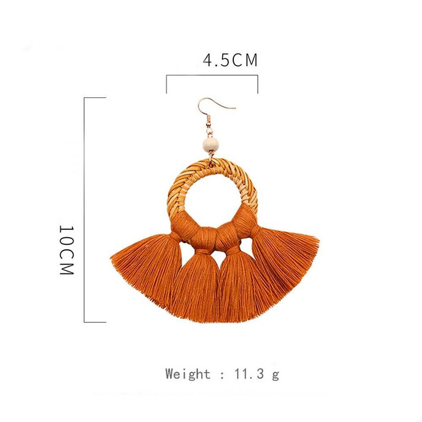 2 Pairs Ethnic Style Cotton Tassel Earrings Exaggerated Earrings Long Earrings(Coffee)