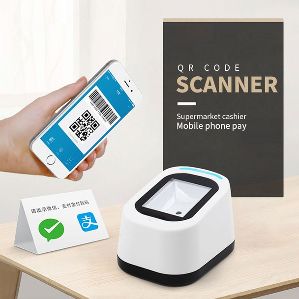 Supermarkets Stores USB Wired Barcode Hands-free Scanner Versatile Scanning - White