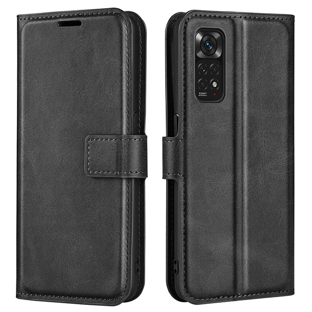 For Xiaomi Redmi Note 11 4G (Qualcomm) / Redmi Note 11S 4G Full Protection Textured PU Leather Wallet Case Stand Magnetic Folio Phone Cover - Black