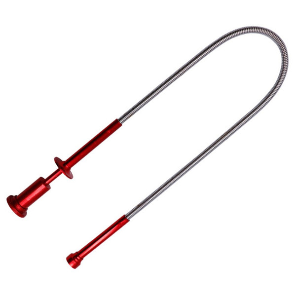 LED Light Telescopic Flexible Pick Up Tool Magnetic Long Spring Grip Clamp Pickup Tool - Red