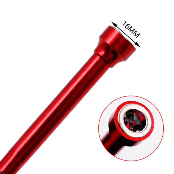 LED Light Telescopic Flexible Pick Up Tool Magnetic Long Spring Grip Clamp Pickup Tool - Red