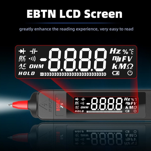 Intelligent Pen Multimeter Handheld Portable Voltage Tester NCV Measuring Resistance Capacitance Frequency Diode Continuity Live-wire Check Multi-function Multimeter with LCD Screen Flashlight