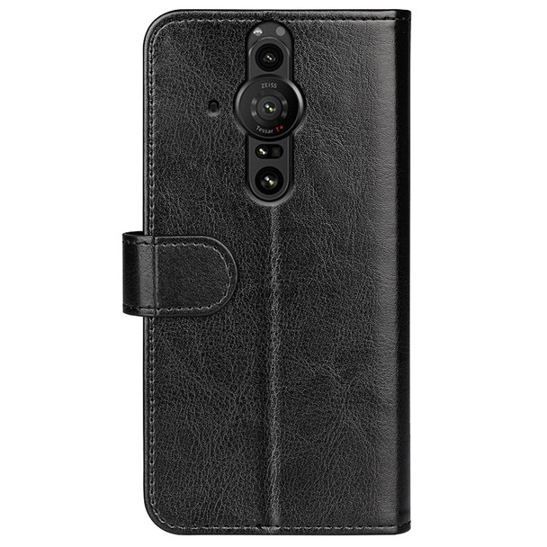 Supporting Stand Flip Case Crazy Horse Texture PU Leather Wallet Folio Cover with Magnetic Closure for Sony Xperia Pro-I - Black