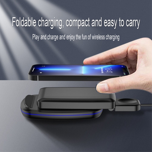 LK-V11 3 in 1 Desktop Wireless Charger 15W Max Folding Charging Stand for Mobile Phone / Watch / Headset