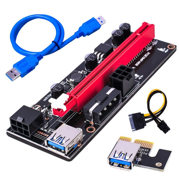 009S 60cm USB 3.0 PCI-E Graphics Graphics Card Extension Cord Adapter Cable PCI-E Riser Powered Adapter Card - Blue