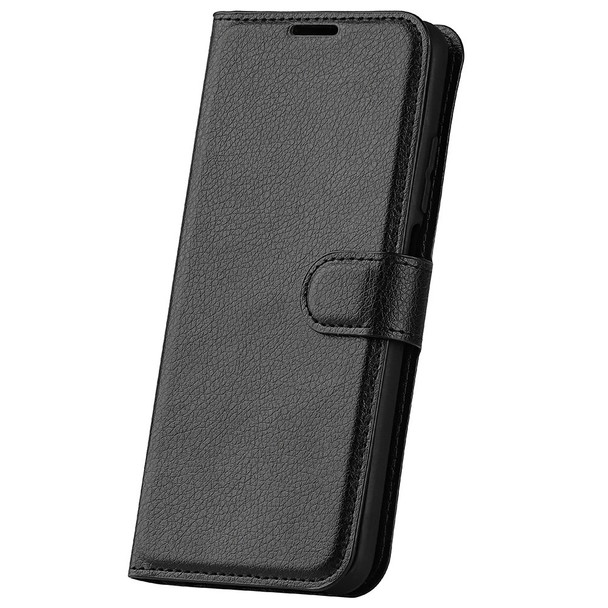 For Xiaomi Poco F4 GT / Redmi K50 Gaming 5G Litchi Texture Folio Flip Phone Case PU Leather TPU Wallet Stand Cover - Black