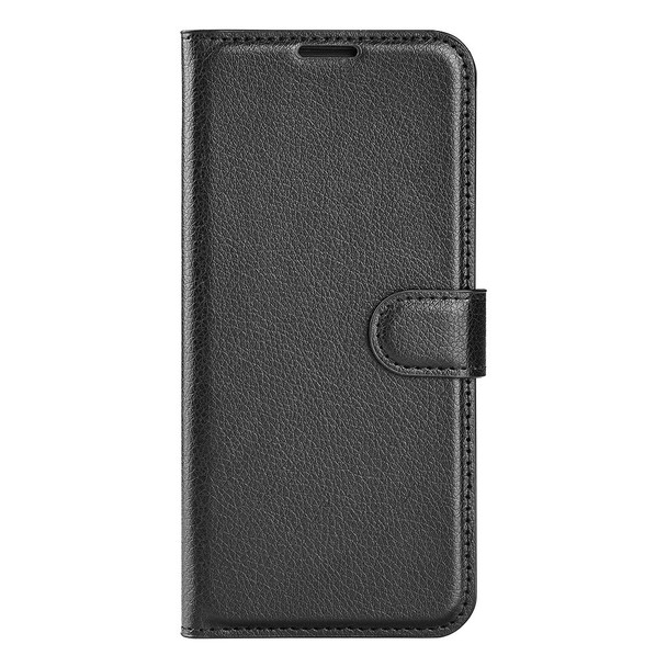 For Xiaomi Poco F4 GT / Redmi K50 Gaming 5G Litchi Texture Folio Flip Phone Case PU Leather TPU Wallet Stand Cover - Black