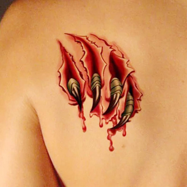 S-024 50 PCS Halloween Terror Realistic Wound Blood Injury Scar Temporary Tattoo Sticker