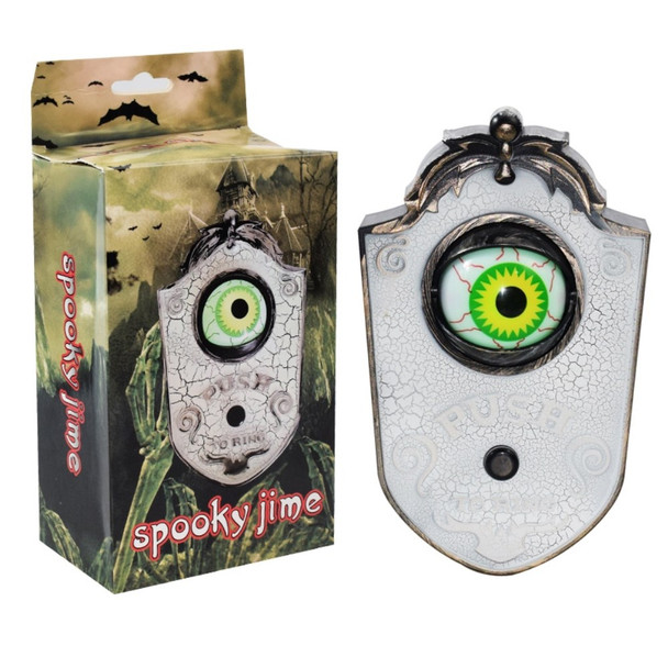 Novelty Halloween Door Decoration Horror Props Creepy Eye Doorbell Home Bar Scary Rotating Eye Doorbell - Black