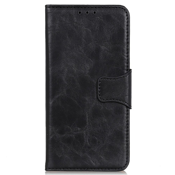 For Sony Xperia 5 IV 5G Crazy Horse Texture Split Leather Stand Case Folio Flip Anti-scratch Wallet Cover - Black