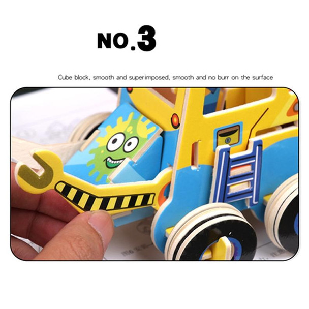 3 PCS 512 Children Wooden Assembled Car Engineering Vehicle Excavator Assembling Toy(Cleaners)