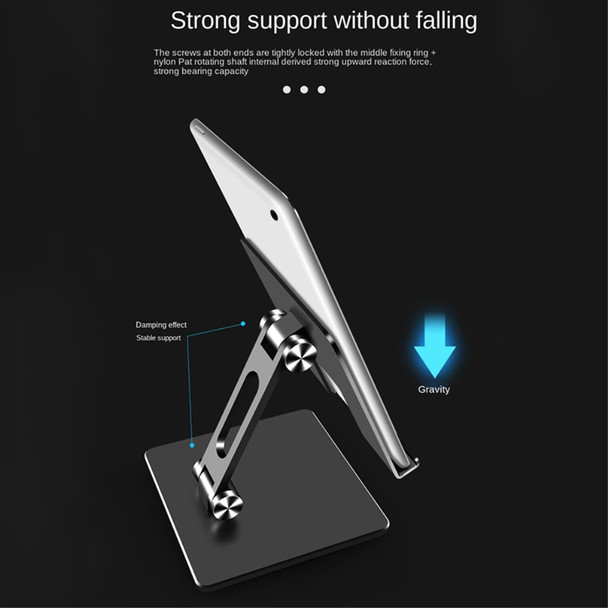 MT-134 Aluminum Alloy Adjustable Tablet Stand Desktop Anti-slip Folding Holder for iPad/Huawei/Samsung - Grey